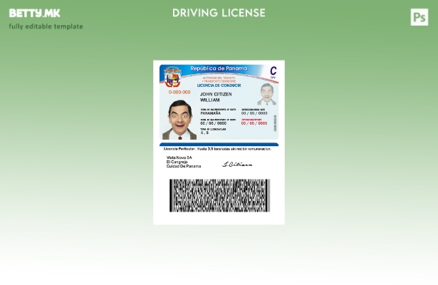 Шаблон за возачка дозвола од Панама во модерен стил